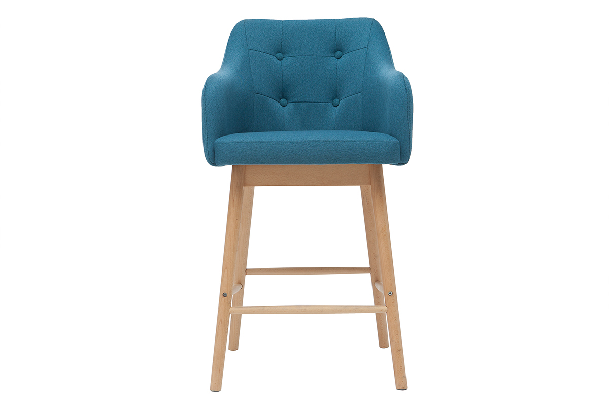 Tabourets de bar scandinaves bleu canard et bois H65 cm (lot de 2) BALTIK