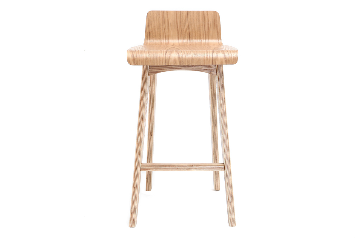 Tabourets de bar scandinaves bois clair H65 cm (lot de 2) BALTIK