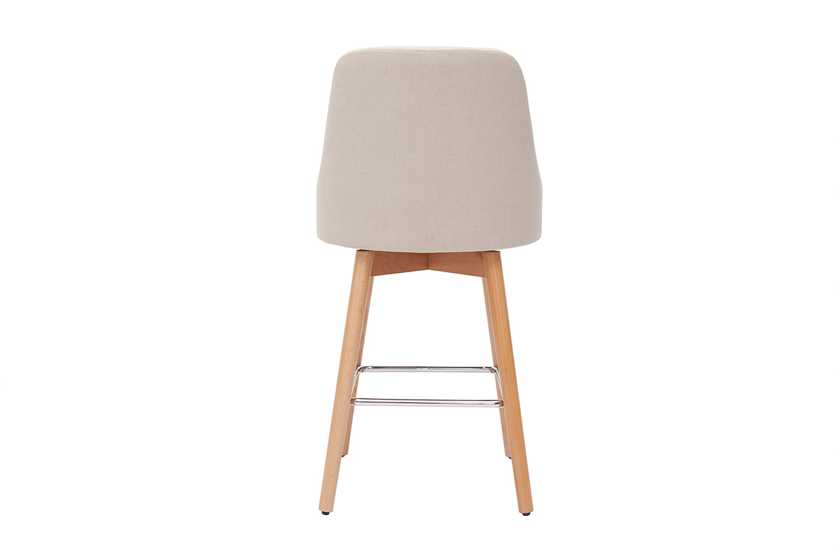 Tabourets de bar scandinaves en tissu beige et bois htre massif H65 cm (lot de 2) HASTA