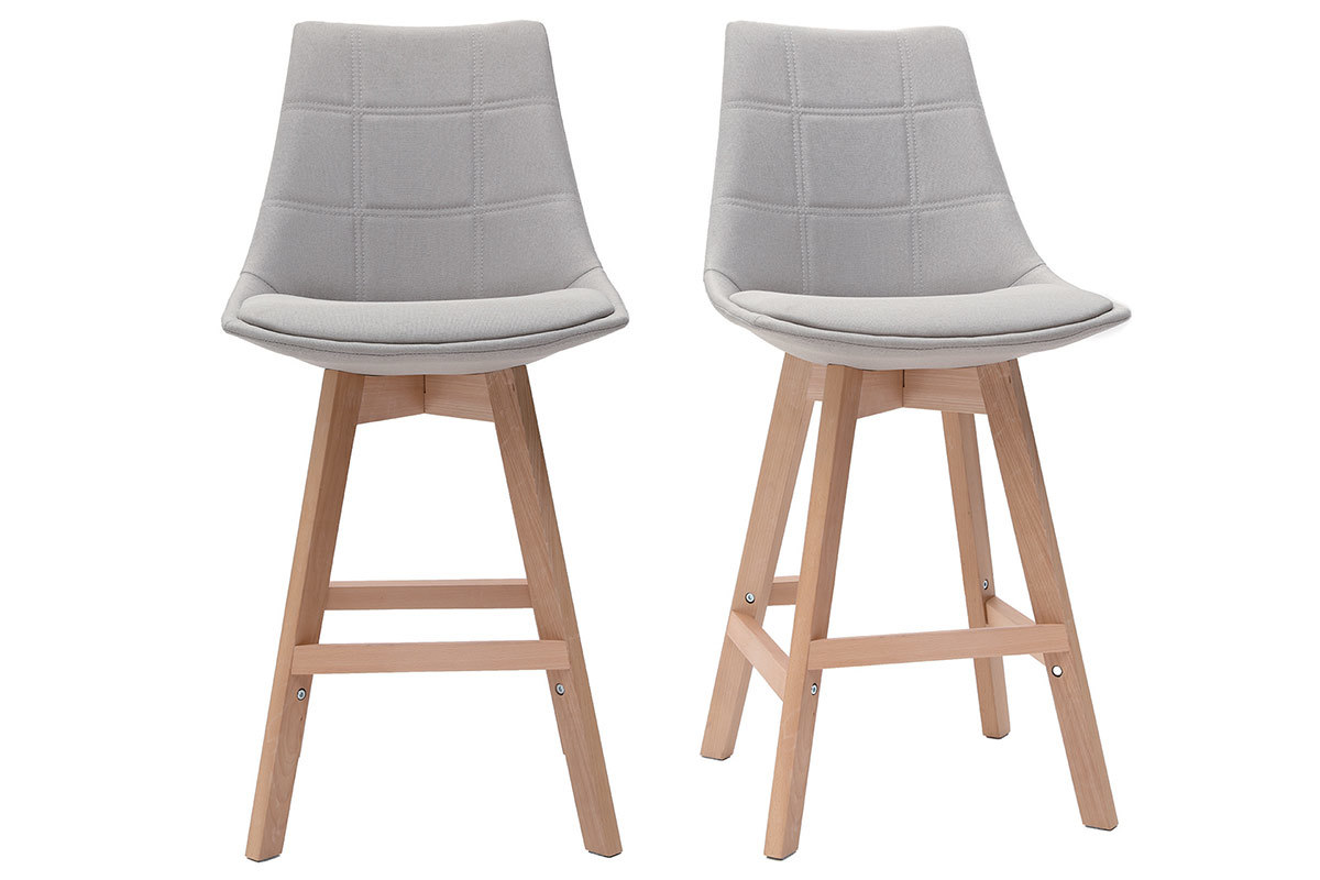 Tabourets de bar scandinaves gris clair 65 cm (lot de 2) MATILDE