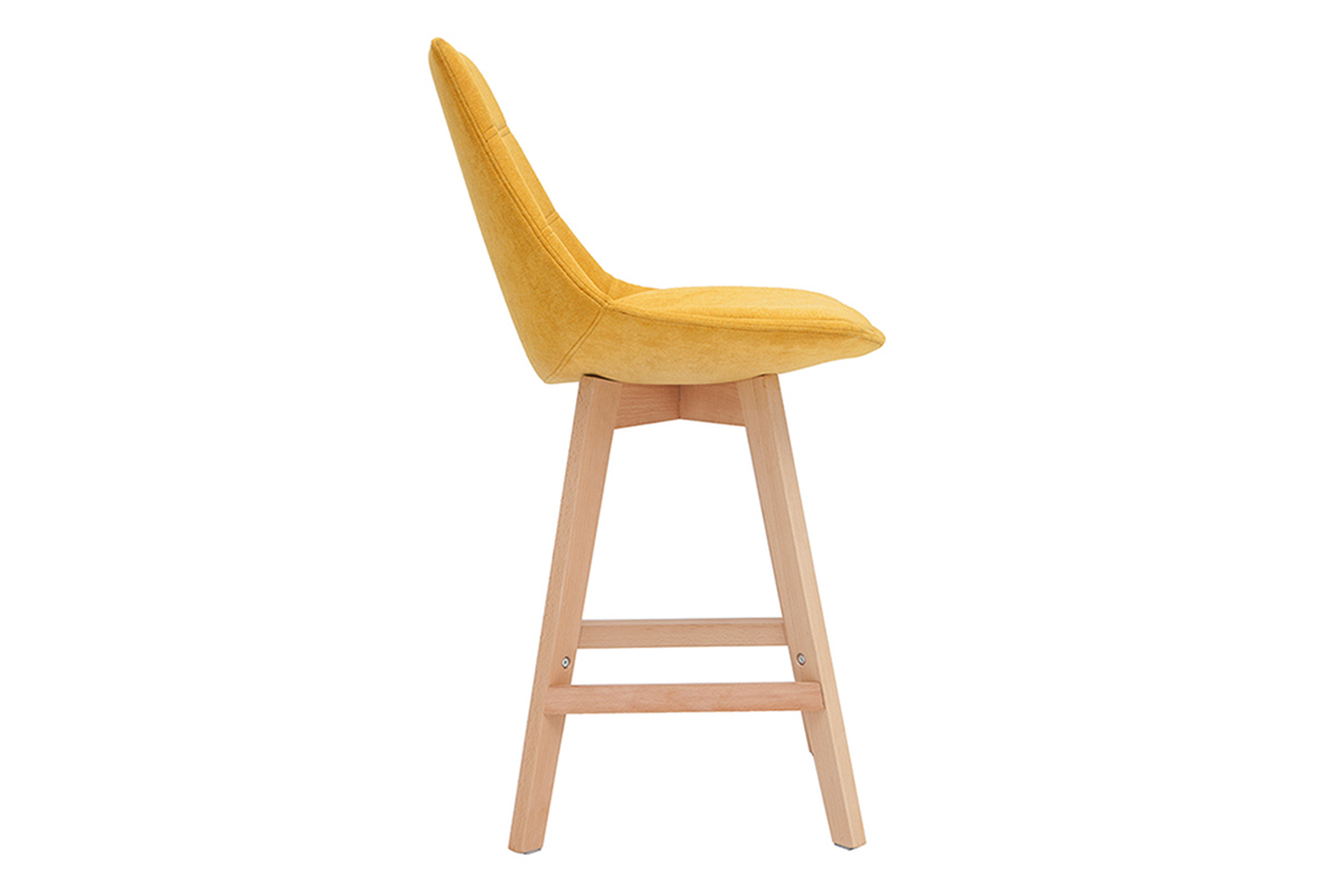 Tabourets de bar scandinaves tissu effet velours jaune moutarde 65 cm (lot de 2) MATILDE