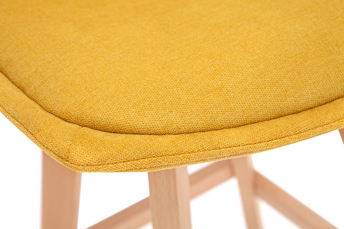 Tabourets de bar scandinaves tissu effet velours jaune moutarde 65 cm (lot de 2) MATILDE