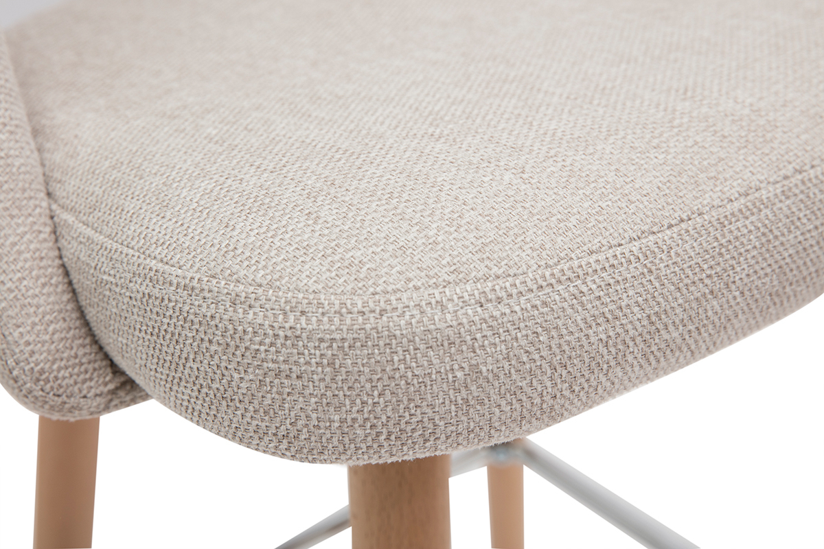 Tabourets de bar scandinaves tissu effet velours textur beige et hva massif 65 cm (lot de 2) COSETTE