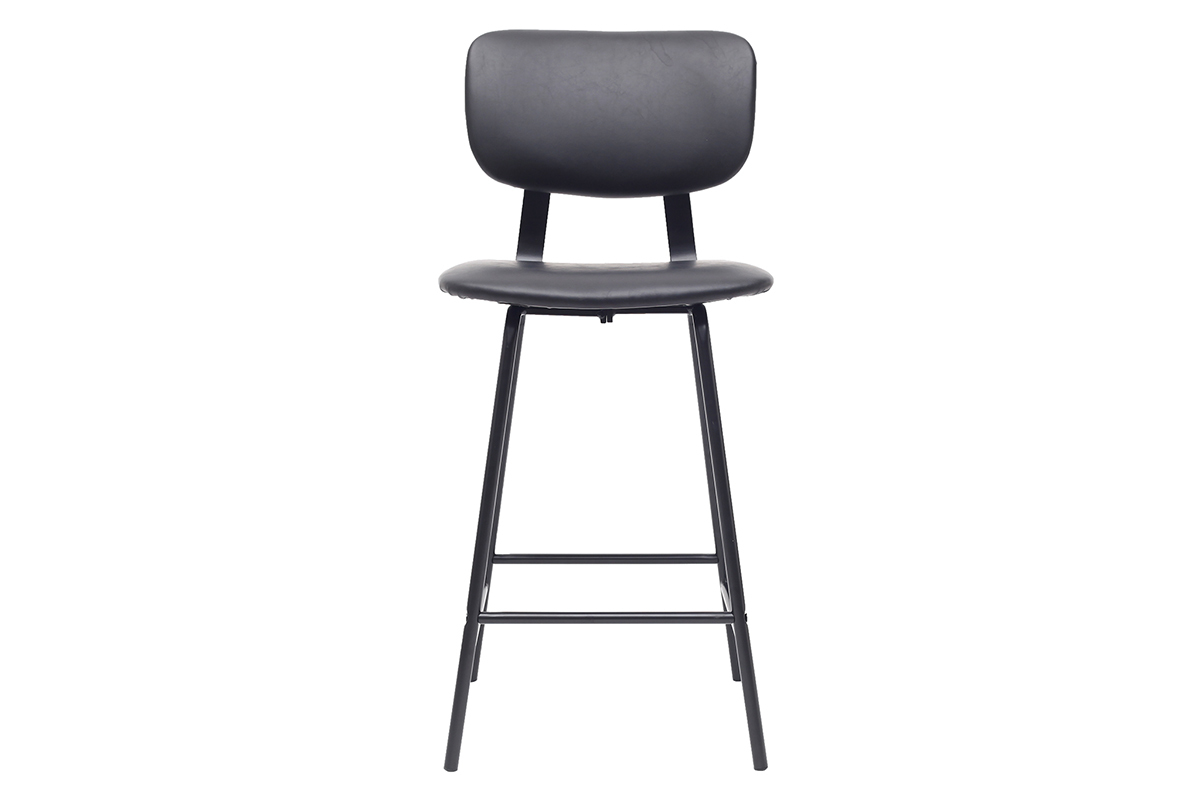 Tabourets de bar vintage noir avec pieds mtal 65cm (lot de 2) LAB