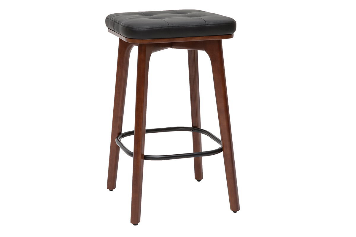 Tabourets de bar vintage noirs et bois fonc 65 cm (lot de 2) GRAMMA