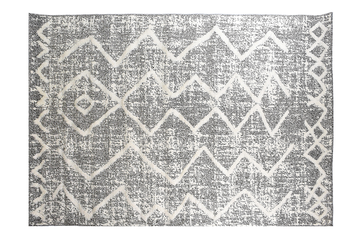 Tapis berbere avec motifs en relief gris et beige 160 x 230 cm PALEO