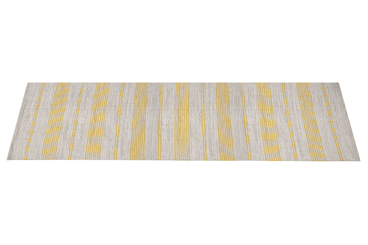 Tapis de couloir en coton jaune et beige 60 x 200 cm CABOURG