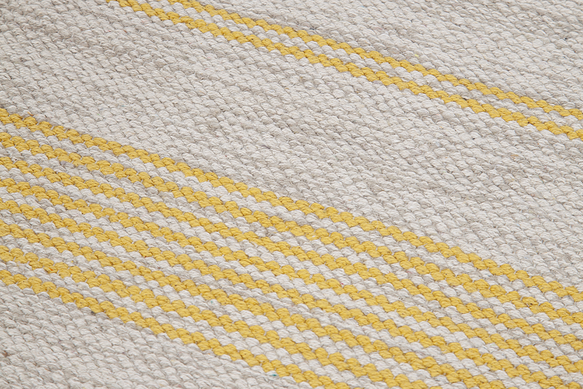 Tapis de couloir en coton jaune et beige 60 x 200 cm CABOURG