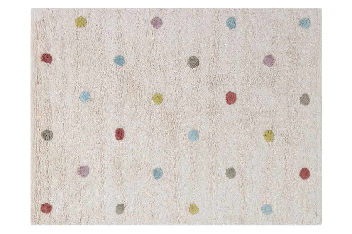 Tapis enfant en coton beige motif pois multicolore 100 x 150 cm DADA