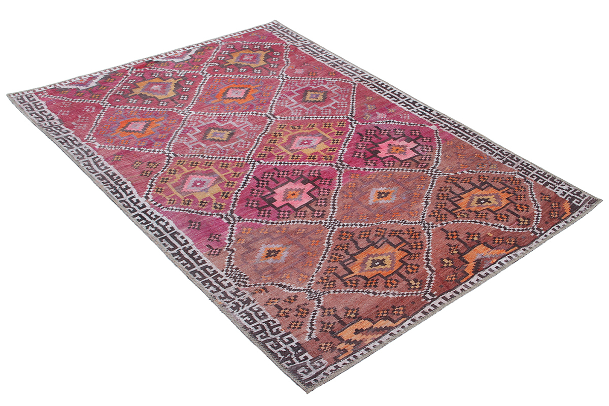 Tapis ethnique rose  motifs L160 x L230 cm ALEV