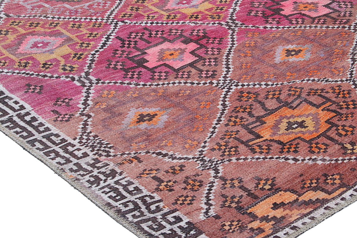 Tapis ethnique rose  motifs L160 x L230 cm ALEV