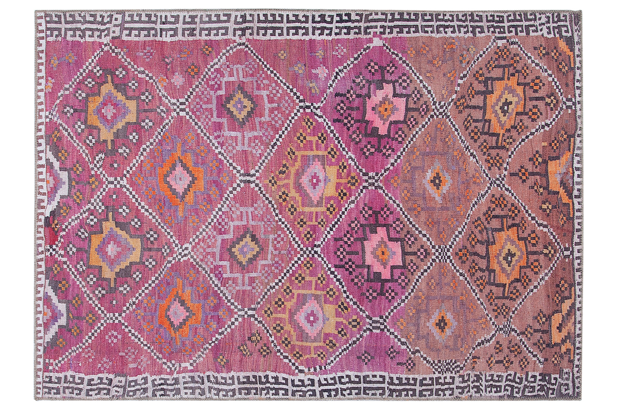 Tapis ethnique rose  motifs L160 x L230 cm ALEV