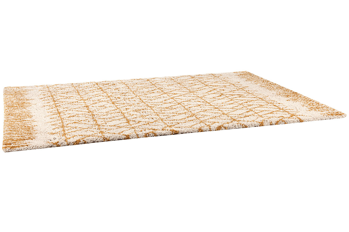 Tapis moderne beige et jaune 120 x 170 cm PALMERAIE