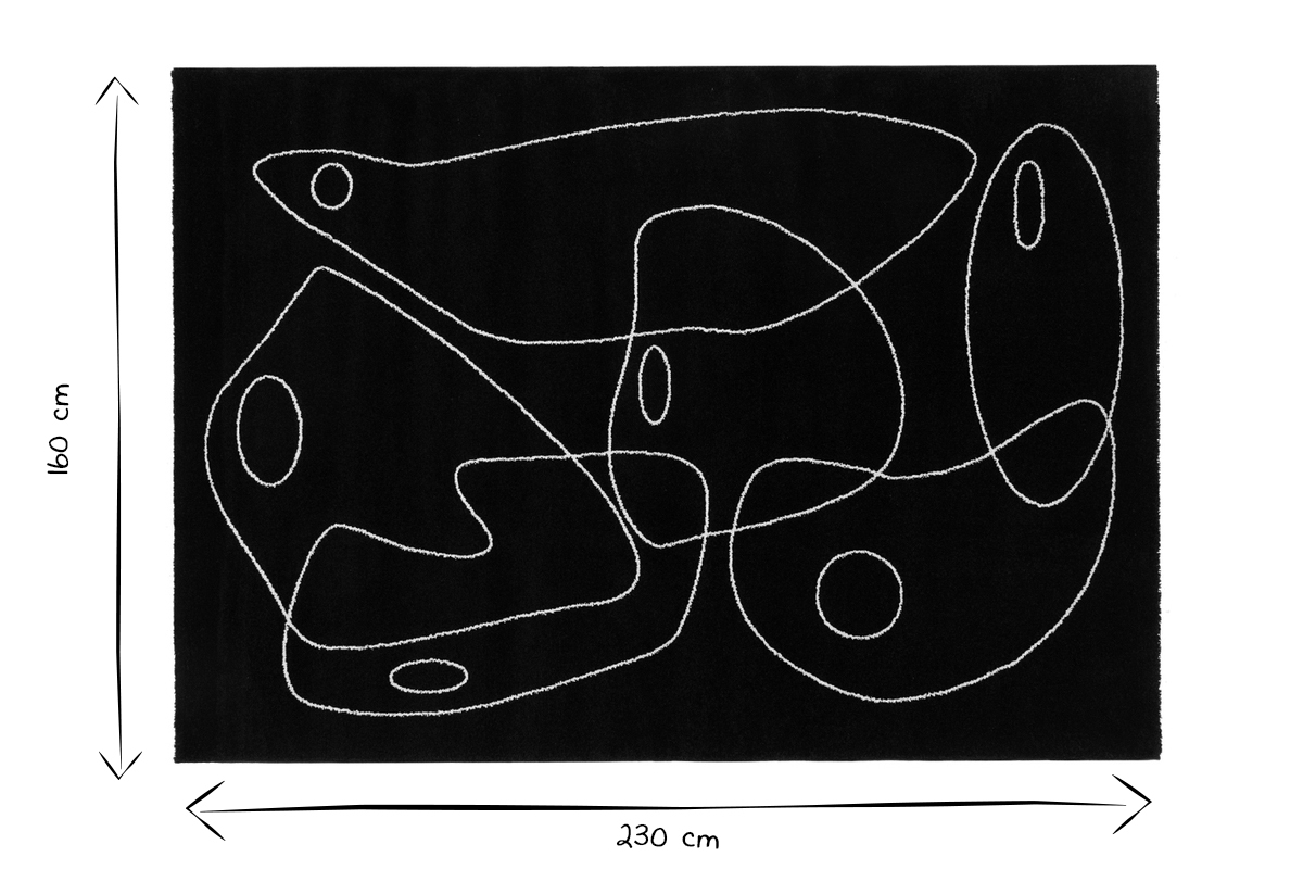 Tapis noir motif line art 160x230 cm ARTISTE