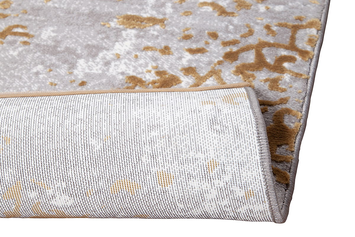 Tapis rectangulaire  motif arabesques aspect vieilli ocre et gris clair 160 x 230 cm MARSA