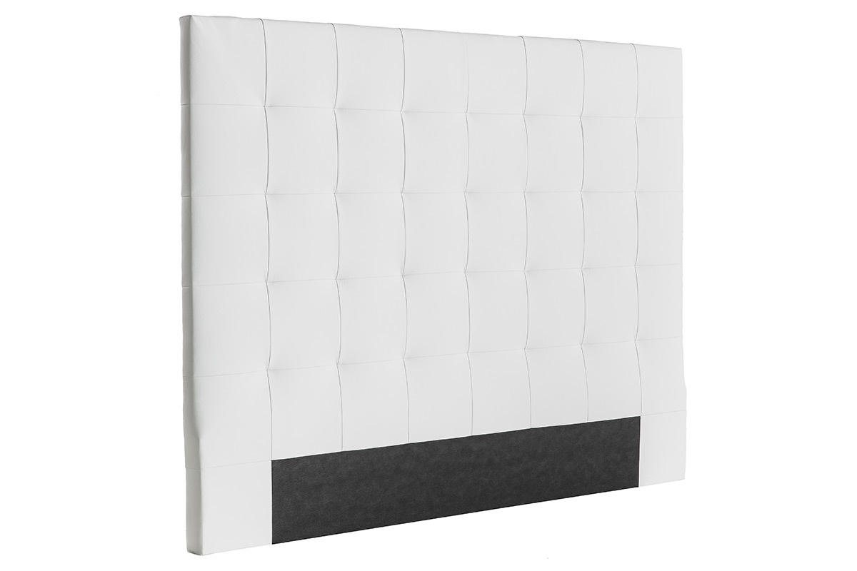 Tte de lit capitonne blanc cass 160 cm HALCIONA