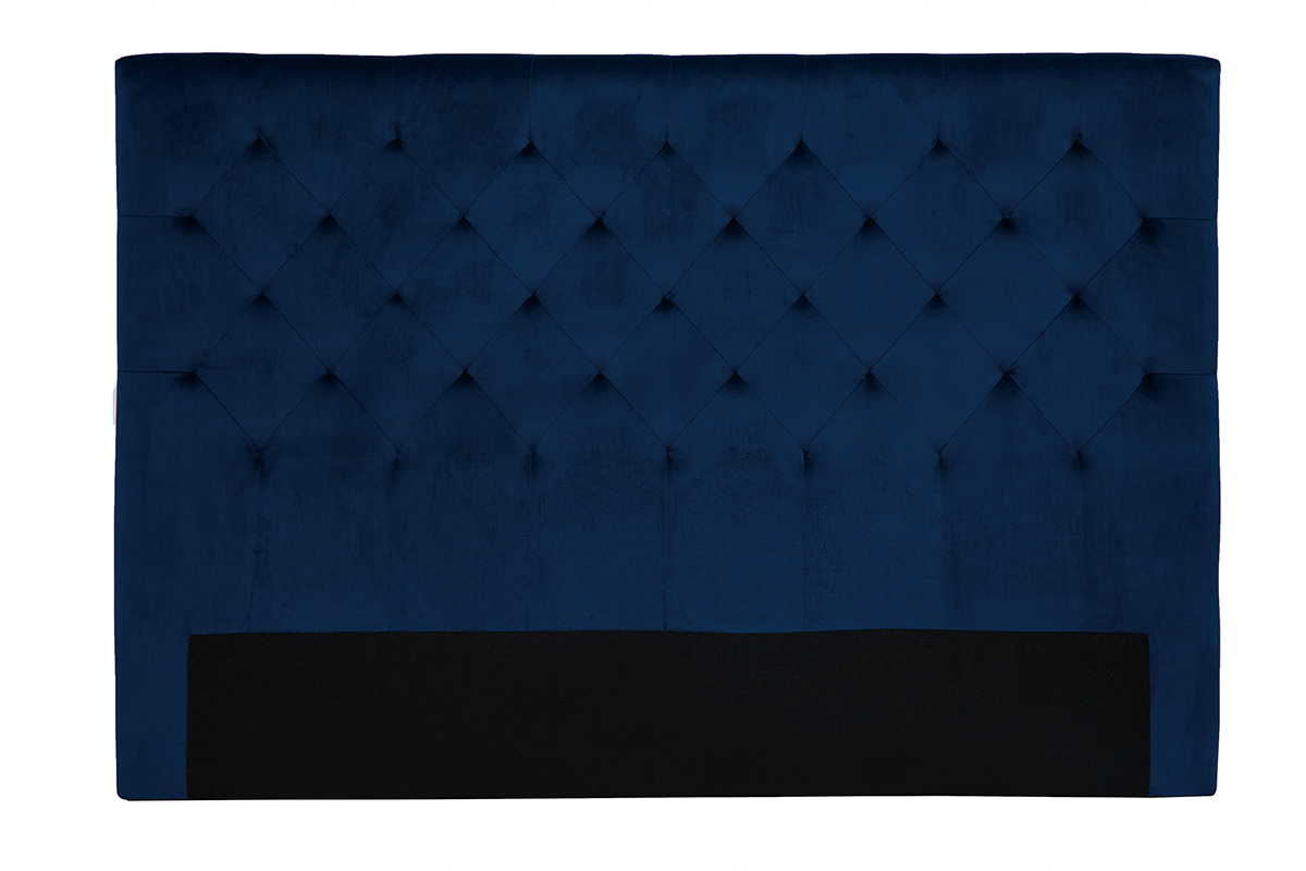 Tte de lit capitonne en tissu velours bleu nuit L160 cm ENGUERRAND