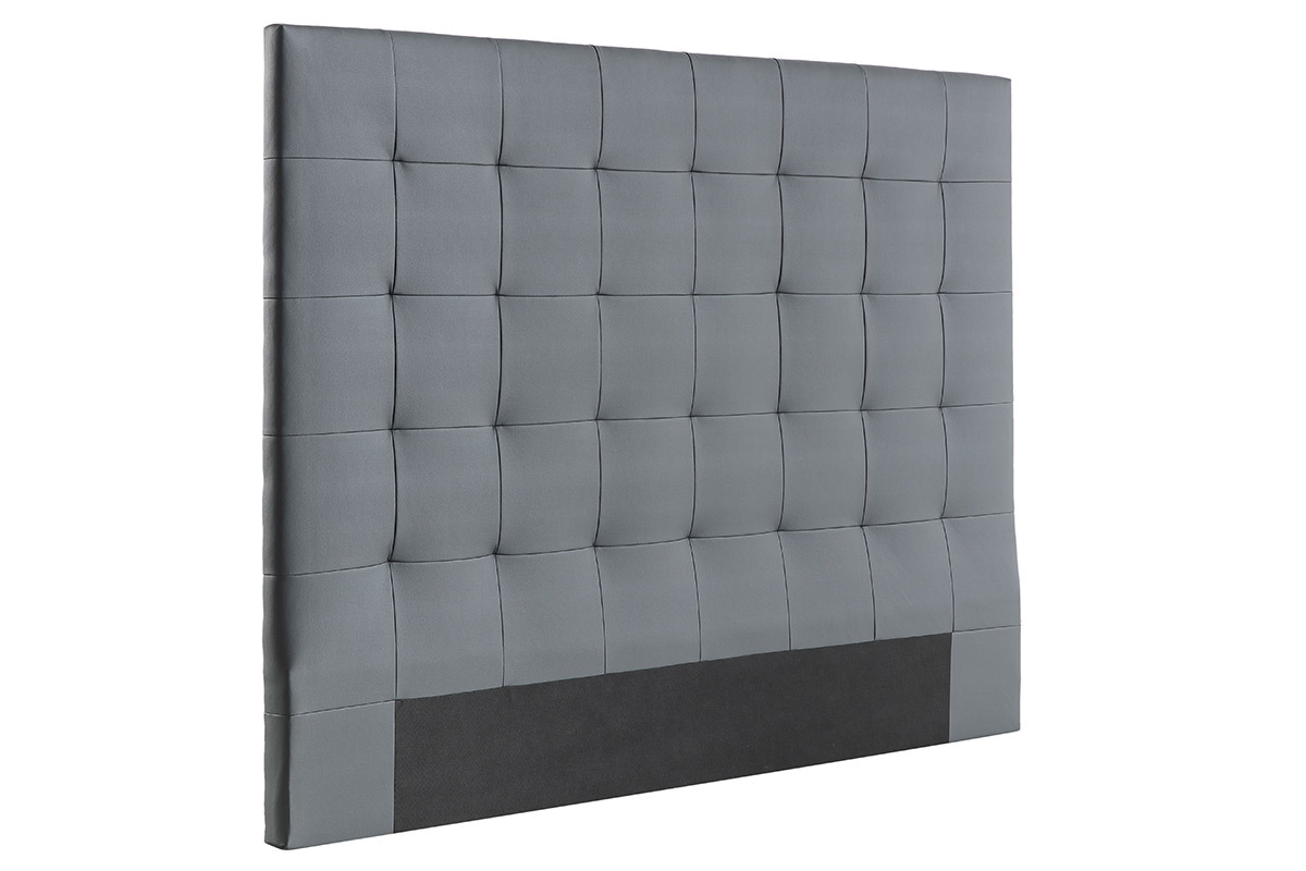 Tte de lit capitonne gris fonc L160 cm HALCIONA