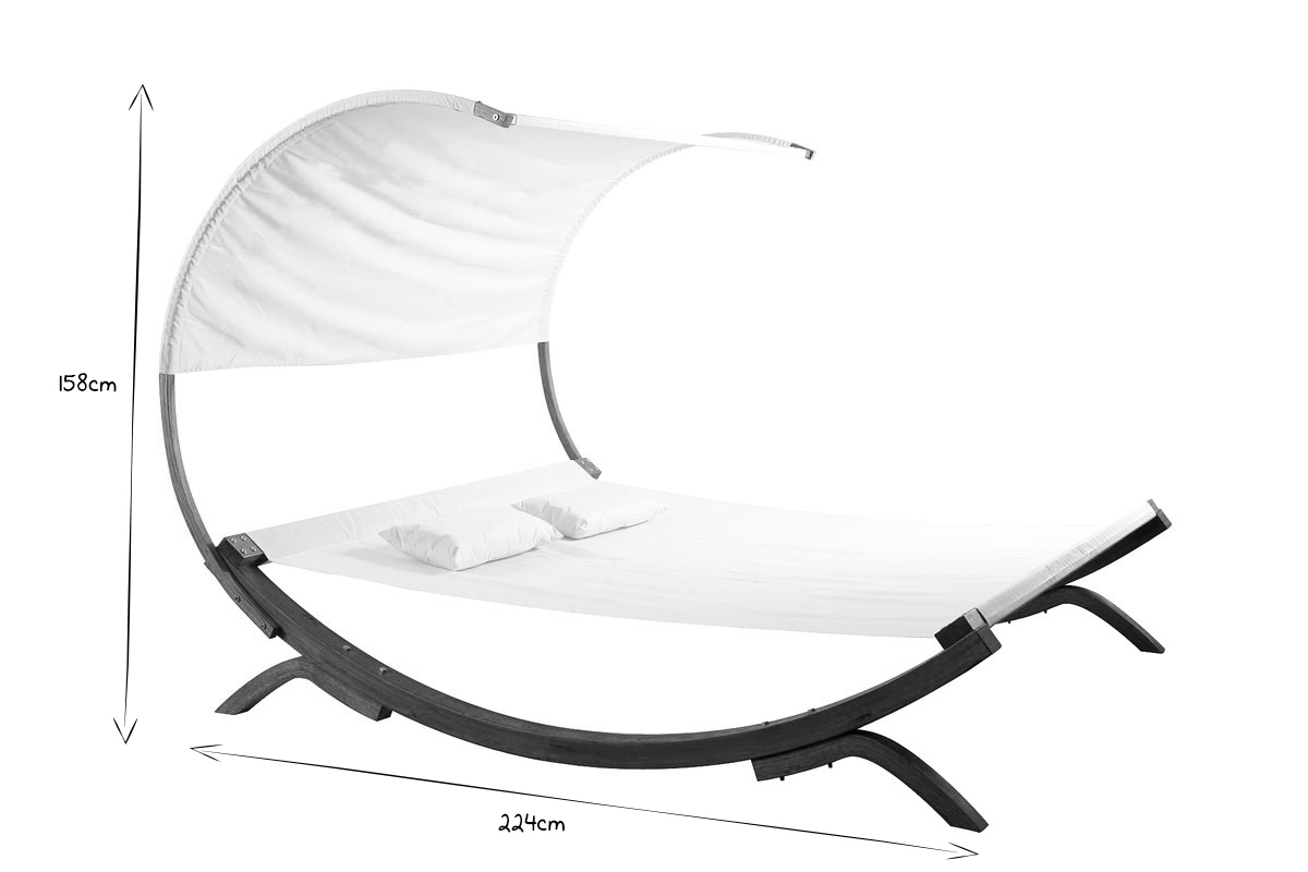 Transat double-bain de soleil de jardin blanc cass BREHAT